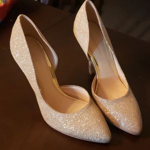 BCBG Gold glitter heels